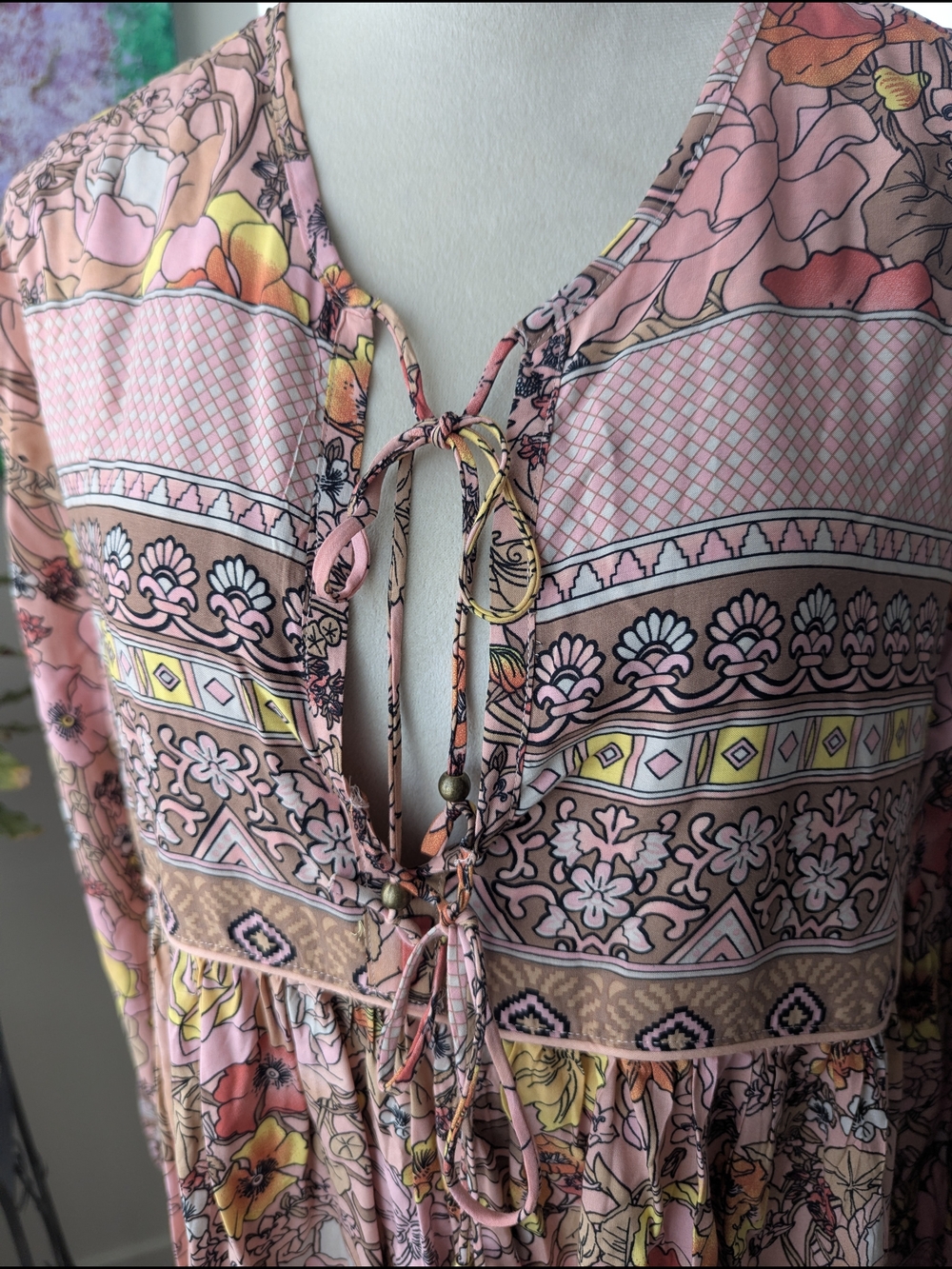 R. Vivimos Pink Floral Maxi Dress - Women's L (12/14) - Picture 4 of 4
